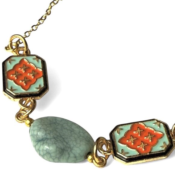 REIMAGINED Gold Tone Howlite and Agate Bracelet Earring Set - Picture 2 of 10